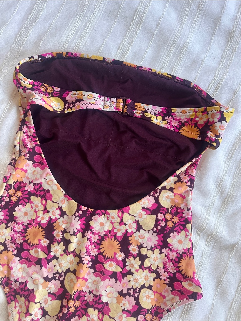 AERIE Bandeau High Cut Cheeky One-Piece Swimsuit L - Picture 4 of 4